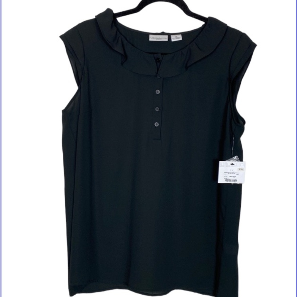 LIZ CLABORNE SLEEVELESS TOP BLACK NWT 1X